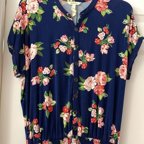 Matilda Jane Size Small Be Bold button front navy floral romper - Picture 9 of 12